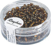 RAYHER---16-GRAMMI---PERLINE-IN-VETRO-ROTONDE-CON-FORO-ARGENTATO-Ø2,6MM---COLORE-MARRONE-SCURO