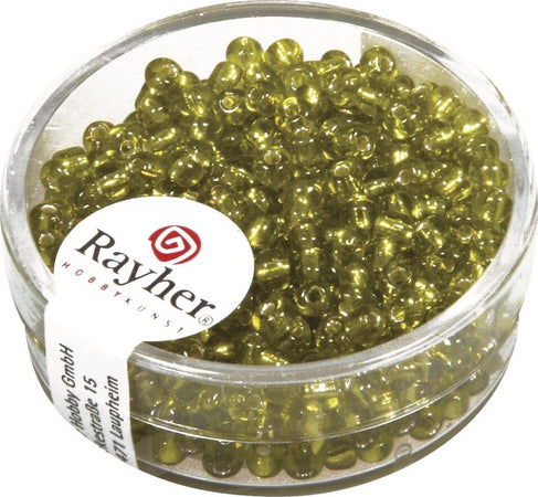 RAYHER---16-GRAMMI---PERLINE-IN-VETRO-ROTONDE-CON-FORO-ARGENTATO-Ø2,6MM---COLORE-VERDE