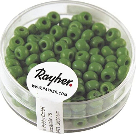 RAYHER---17-GRAMMI---PERLE-INDIANE-IN-VETRO-Ø4,5MM---COLORE-VERDE