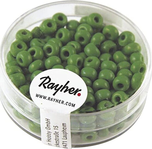 RAYHER---17-GRAMMI---PERLE-INDIANE-IN-VETRO-Ø4,5MM---COLORE-VERDE