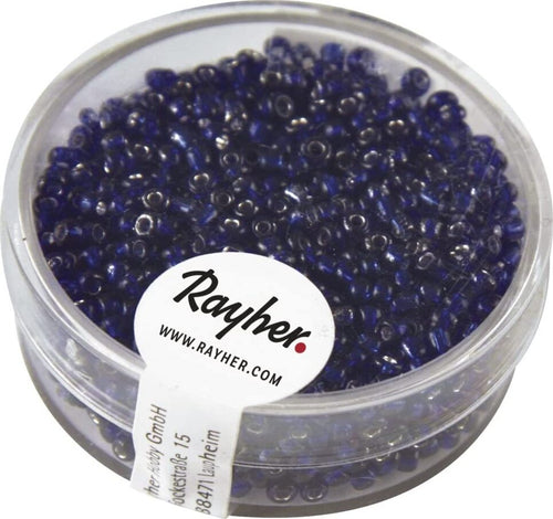 RAYHER---17-GRAMMI---PERLINE-IN-VETRO-ROTONDE-CON-FORO-ARGENTATO-Ø2MM---COLORE-BLU