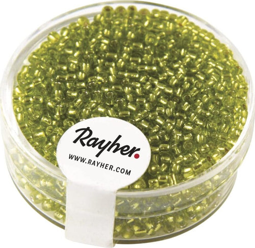RAYHER---17-GRAMMI---PERLINE-IN-VETRO-ROTONDE-CON-FORO-ARGENTATO-Ø2MM---COLORE-VERDE-CHIARO