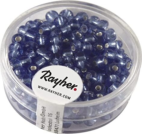 RAYHER---17-GRAMMI---PERLINE-IN-VETRO-ROTONDE-CON-FORO-ARGENTATO-Ø4MM---COLORE-BLU