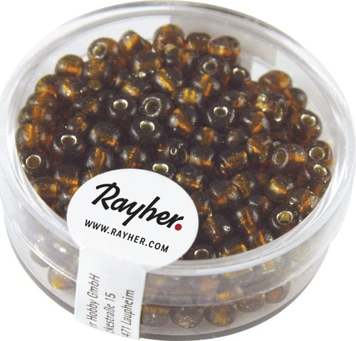 RAYHER---17-GRAMMI---PERLINE-IN-VETRO-ROTONDE-CON-FORO-ARGENTATO-Ø4MM---COLORE-TESTA-DI-MORO