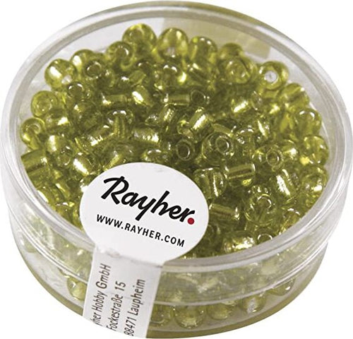 RAYHER---17-GRAMMI---PERLINE-IN-VETRO-ROTONDE-CON-FORO-ARGENTATO-Ø4MM---COLORE-VERDE