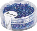 RAYHER---17-GRAMMI---PERLINE-IN-VETRO-ROTONDE-OPACHE-LUSTRATE-FORO-Ø2,6MM---COLORE-BLU-IRIDESCENTE