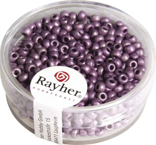 RAYHER---17-GRAMMI---PERLINE-IN-VETRO-ROTONDE-OPACHE-LUSTRATE-FORO-Ø2,6MM---COLORE-VIOLA