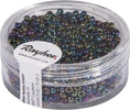 RAYHER---17-GRAMMI---PERLINE-IN-VETRO-ROTONDE-OPACHE-LUSTRATE-FORO-Ø2MM---COLORE-NERO-IRIDESCENTE
