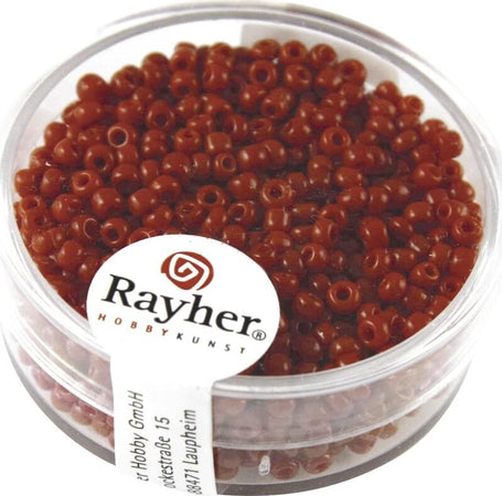 RAYHER---17-GRAMMI---PERLINE-IN-VETRO-ROTONDE-OPACHE-LUSTRATE-FORO-Ø2MM---COLORE-ROSSO