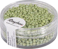 RAYHER---17-GRAMMI---PERLINE-IN-VETRO-ROTONDE-OPACHE-LUSTRATE-FORO-Ø2MM---COLORE-VERDE-CHIARO