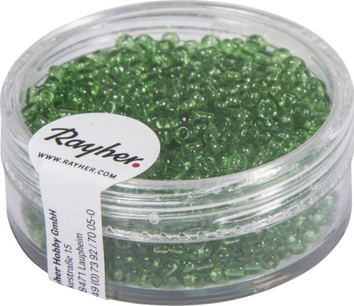 RAYHER---17-GRAMMI---PERLINE-IN-VETRO-ROTONDE-TRASPARENTI-FORO-Ø2MM---COLORE-VERDE