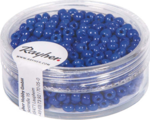 RAYHER---17-GRAMMI---PERLINE-ROTONDE-IN-VETRO-OPACO-Ø2,6MM---COLORE-BLLU-SCURO