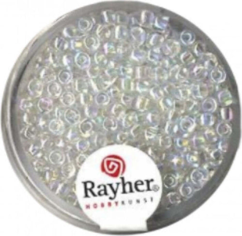 RAYHER---17-GRAMMI---PERLINE-ROTONDE-IN-VETRO-TRASPARENTE-Ø2,6MM---COLORE-ARGENTO