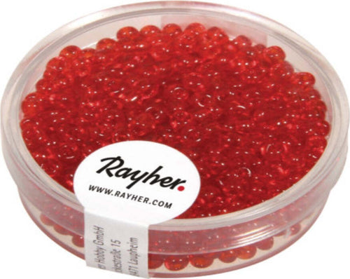 RAYHER---17-GRAMMI---PERLINE-ROTONDE-IN-VETRO-TRASPARENTE-Ø2,6MM---COLORE-ROSSO