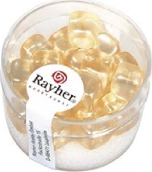 RAYHER---18-PEZZI---PERLE-IN-VETRO-QUADRATE-8X9MM---COLORE-AVORIO