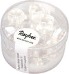 RAYHER---18-PEZZI---PERLE-IN-VETRO-QUADRATE-8X9MM---COLORE-BIANCO-NEVE