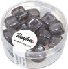 RAYHER---18-PEZZI---PERLE-IN-VETRO-QUADRATE-8X9MM---COLORE-GRIGIO-ANTRACITE