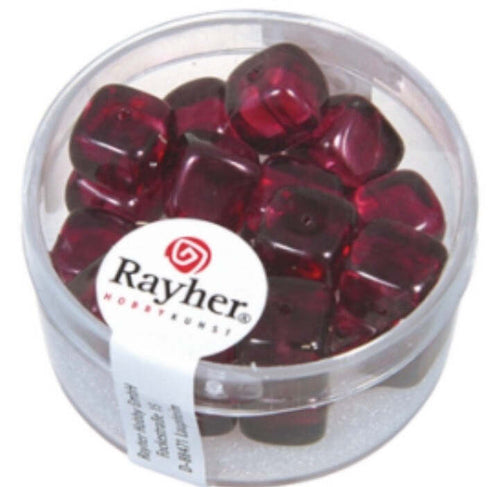 RAYHER---18-PEZZI---PERLE-IN-VETRO-QUADRATE-8X9MM---COLORE-VIOLA
