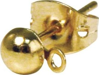 RAYHER---2-PEZZI---ORECCHINI-CON-PERNO-A-SEMISFERA-Ø4MM---COLORE-ORO