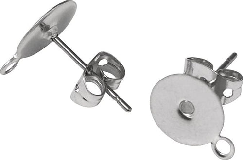 RAYHER---2-PEZZI---ORECCHINI-CON-PIASTRINA-Ø8MM-+-OCCHIELLO---COLORE-PLATINO