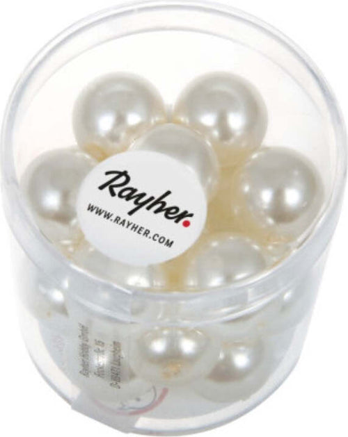 RAYHER---21-PERLE-DI-VETRO-CERATE-RINASCIMENTO-12MM---COLORE-BIANCO