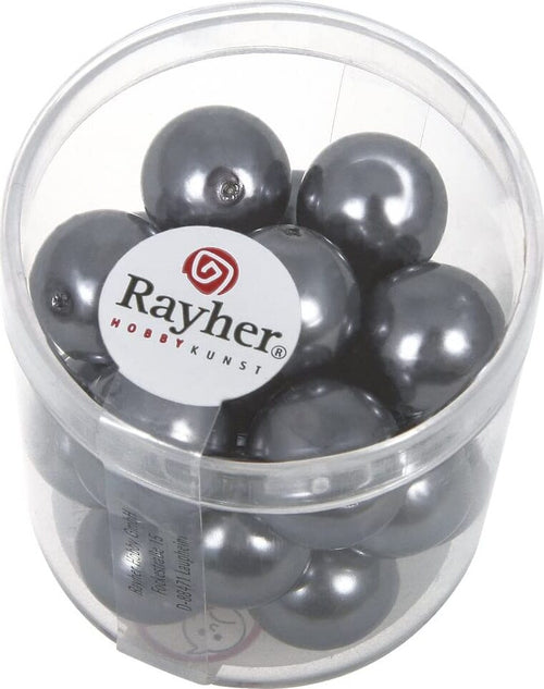 RAYHER---21-PEZZI---PERLE-CERATE-IN-VETRO-RINASCIMENTO-12MM---COLORE-ANTRACITE