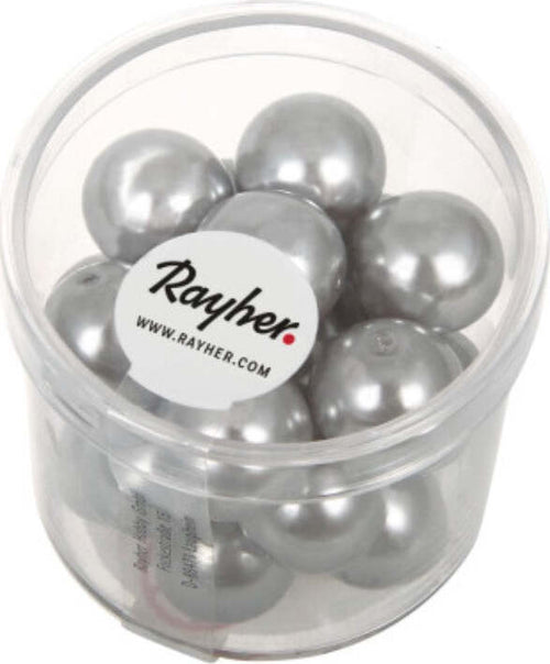 RAYHER---21-PEZZI---PERLE-CERATE-IN-VETRO-RINASCIMENTO-12MM---COLORE-GRIGIO-CHIARO