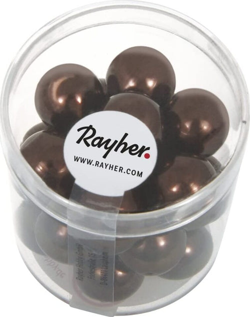RAYHER---21-PEZZI---PERLE-CERATE-IN-VETRO-RINASCIMENTO-12MM---COLORE-MARRONE