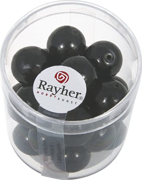 RAYHER---21-PEZZI---PERLE-CERATE-IN-VETRO-RINASCIMENTO-12MM---COLORE-NERO