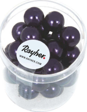 RAYHER---21-PEZZI---PERLE-CERATE-IN-VETRO-RINASCIMENTO-12MM---COLORE-PRUGNA