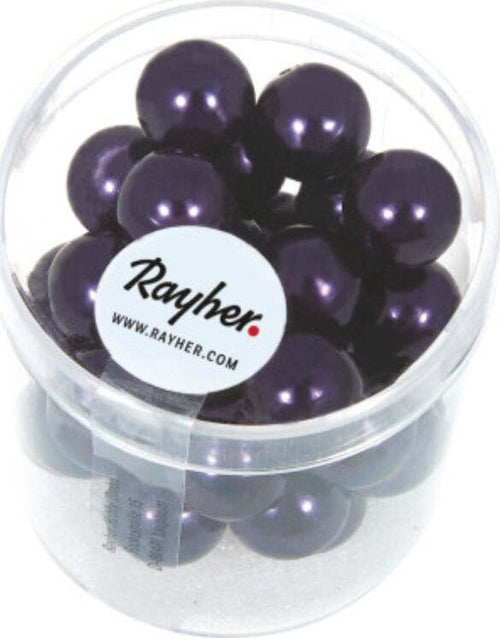 RAYHER---21-PEZZI---PERLE-CERATE-IN-VETRO-RINASCIMENTO-12MM---COLORE-PRUGNA