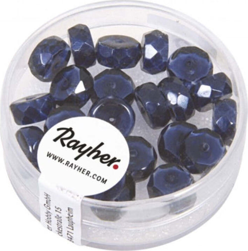 RAYHER---22-PEZZI---PERLE-IN-VETRO-A-RONDELLA-4X8MM---COLORE-BLU-NOTTE