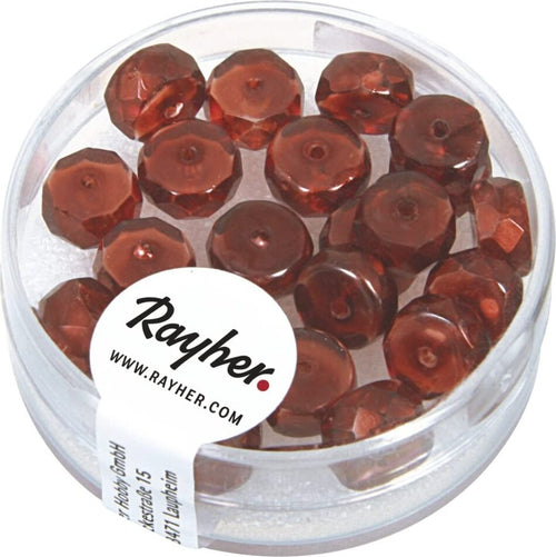 RAYHER---22-PEZZI---PERLE-IN-VETRO-A-RONDELLA-4X8MM---COLORE-BORGOGNA