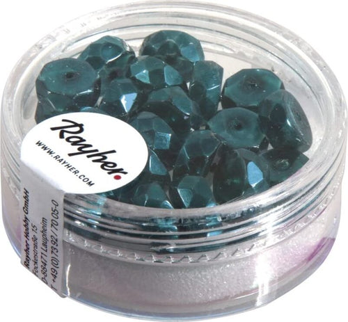 RAYHER---22-PEZZI---PERLE-IN-VETRO-A-RONDELLA-4X8MM---COLORE-TURCHESE