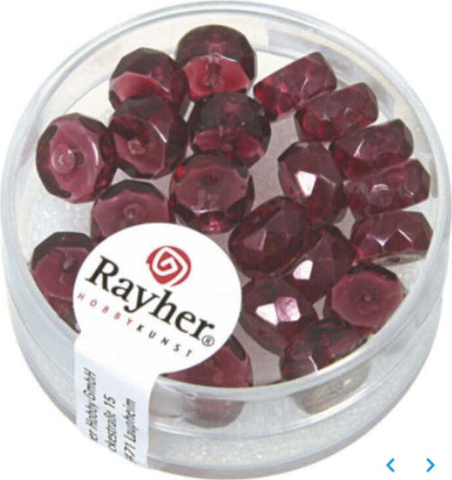 RAYHER---22-PEZZI---PERLE-IN-VETRO-A-RONDELLA-4X8MM---COLORE-VIOLA