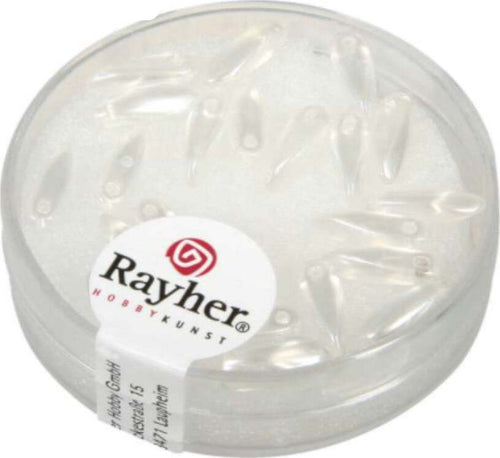 RAYHER---22-PEZZI---PERLE-IN-VETRO-CHICCO-DI-RISO-3X11MM---COLORE-BIANCO-NEVE