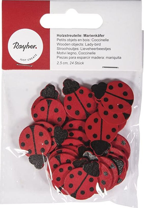 RAYHER---24-PEZZI---MINIATURE-IN-LEGNO-PIATTE-A-FORMA-COCCINELLA-2,5CM
