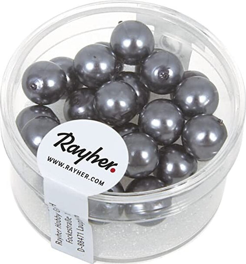 RAYHER---25-PEZZI---PERLE-CERATE-IN-VETRO-RINASCIMENTO-8MM---COLORE-ANTRACITE