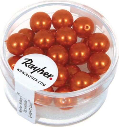 RAYHER---25-PEZZI---PERLE-CERATE-IN-VETRO-RINASCIMENTO-8MM---COLORE-ARANCIONE