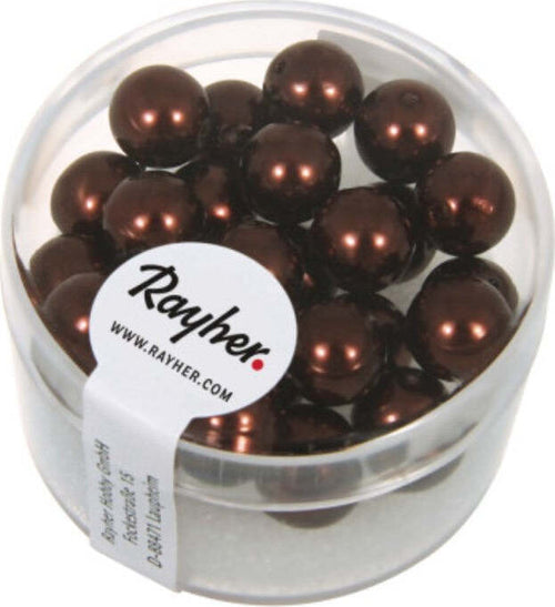 RAYHER---25-PEZZI---PERLE-CERATE-IN-VETRO-RINASCIMENTO-8MM---COLORE-MARRONE-SCURO