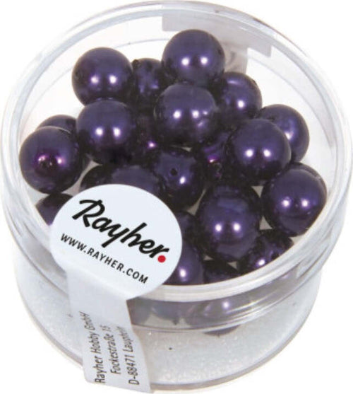 RAYHER---25-PEZZI---PERLE-CERATE-IN-VETRO-RINASCIMENTO-8MM---COLORE-PRUGNA