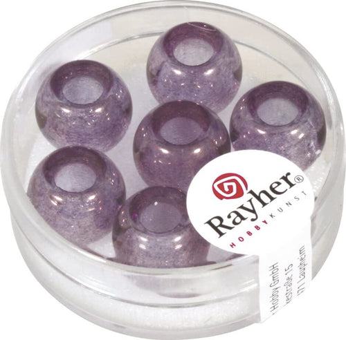 RAYHER---3-PEZZI---PERLINE-IN-VETRO-CON-FORO-GRANDE-Ø12MM-L.5-MM---COLORE-LILLA-CHIARO