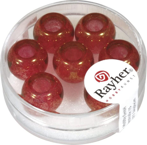 RAYHER---3-PEZZI---PERLINE-IN-VETRO-CON-FORO-GRANDE-Ø12MM-L.5-MM---COLORE-ROSSO-CLASSICO