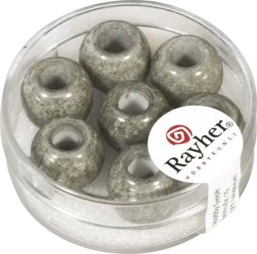RAYHER---3-PEZZI---PERLINE-IN-VETRO-OPACO-CON-FORO-GRANDE-Ø12MM-L.5-MM---COLORE-ANTRACITE