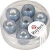RAYHER---3-PEZZI---PERLINE-IN-VETRO-OPACO-CON-FORO-GRANDE-Ø12MM-L.5-MM---COLORE-BLU-JEANS