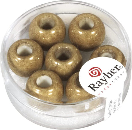 RAYHER---3-PEZZI---PERLINE-IN-VETRO-OPACO-CON-FORO-GRANDE-Ø12MM-L.5-MM---COLORE-CARAMELLO