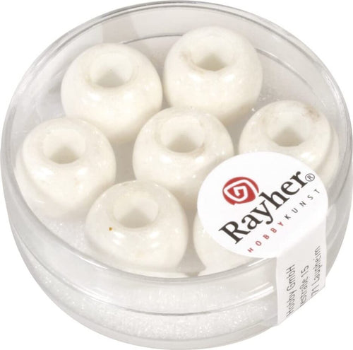 RAYHER---3-PEZZI---PERLINE-IN-VETRO-OPACO-CON-FORO-GRANDE-Ø12MM-L.5-MM---COLORE-CRISTALLO-DI-ROCCA