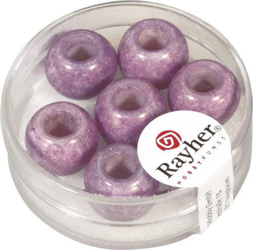 RAYHER---3-PEZZI---PERLINE-IN-VETRO-OPACO-CON-FORO-GRANDE-Ø12MM-L.5-MM---COLORE-LILLA-CHIARO