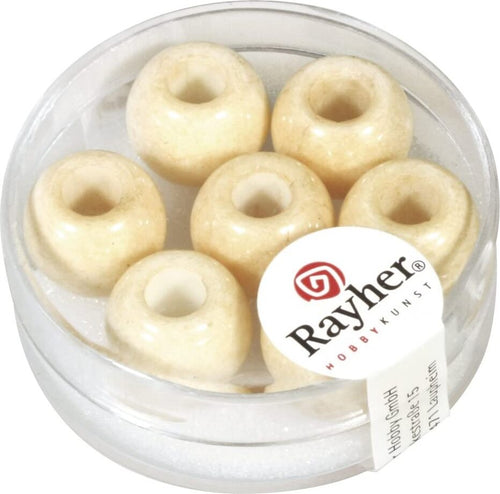 RAYHER---3-PEZZI---PERLINE-IN-VETRO-OPACO-CON-FORO-GRANDE-Ø12MM-L.5-MM---COLORE-TOPAZIO-CHIARO