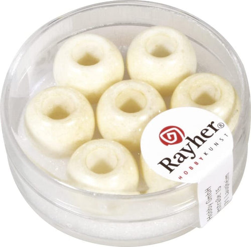 RAYHER---3-PEZZI---PERLINE-IN-VETRO-OPACO-CON-FORO-GRANDE-Ø12MM-L.5-MM---COLORE-VANIGLIA